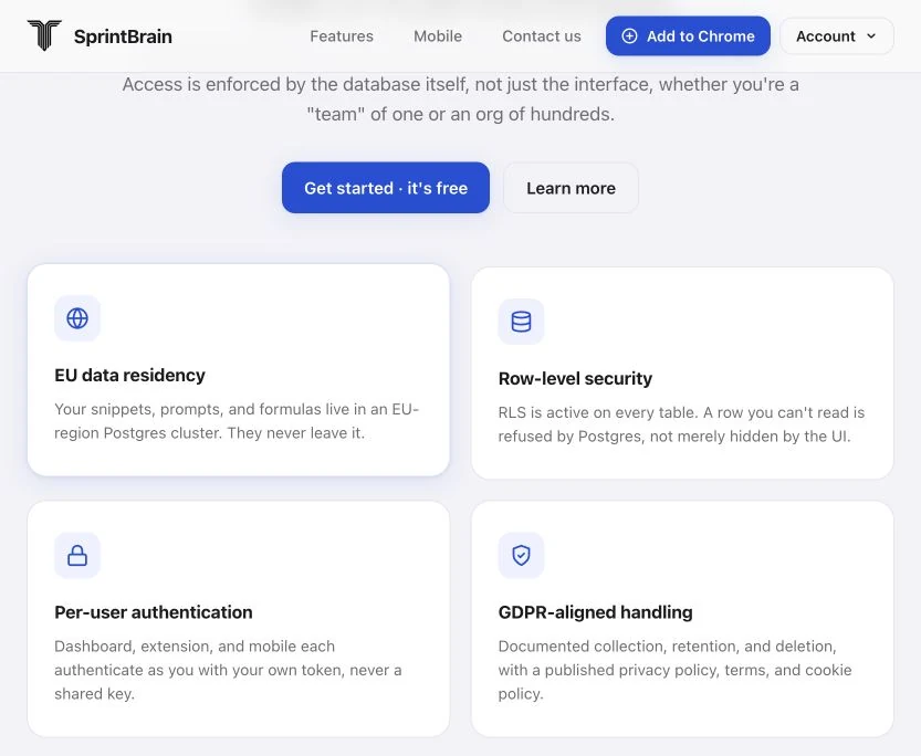 The four security features captured directly from the live Fibonax website